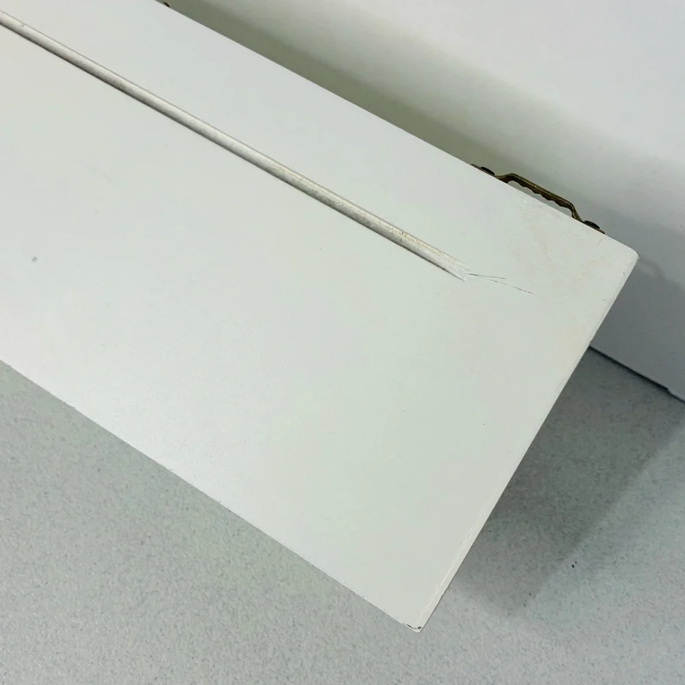 White Floating Shelf 12 Inch Length Plate Notch Scalloped Edge Minimalist